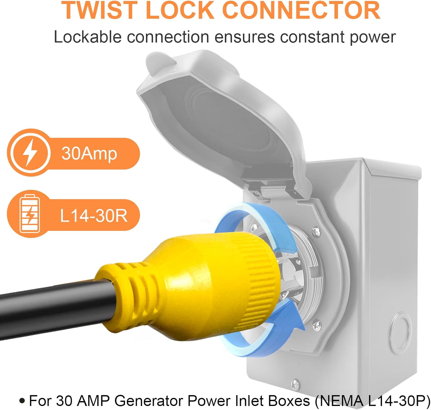 10ft Generator Transfer Switch Adapter Cord NEMA TT-30P to L14-30R and Generator Adapter NEMA L14-30P to L14-20R