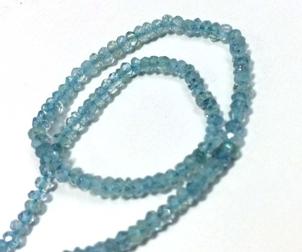 AAA QUALITY BLUE AQUAMARINE FACETED RONDELLE LOOSE GEMSTONE BEADS 13.5