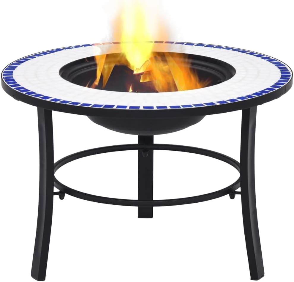 Mosaic Fire Pit Blue and White 26.8