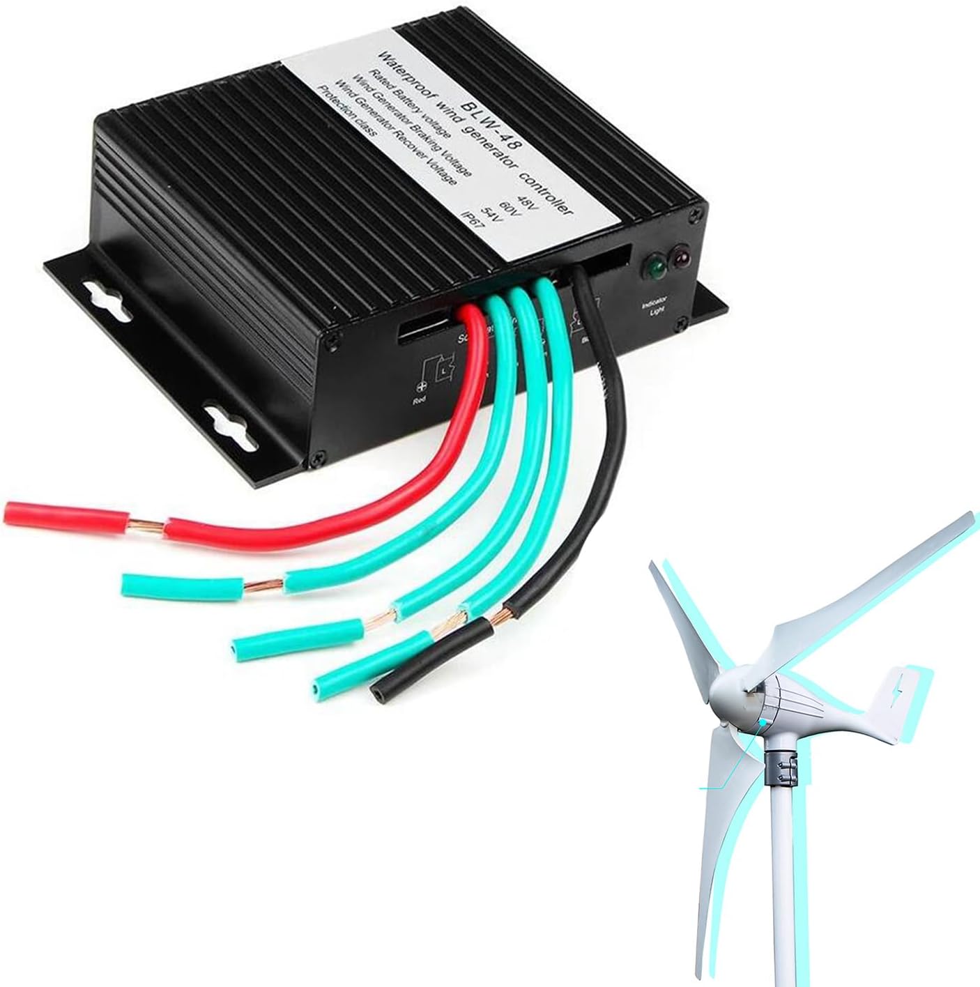 8000W-12000W MPPT Wind Turbine Charge Controller, 48V 220V Wind Turbine Charge Controller, Wind Generator Controller IP67 Waterproof(Black)