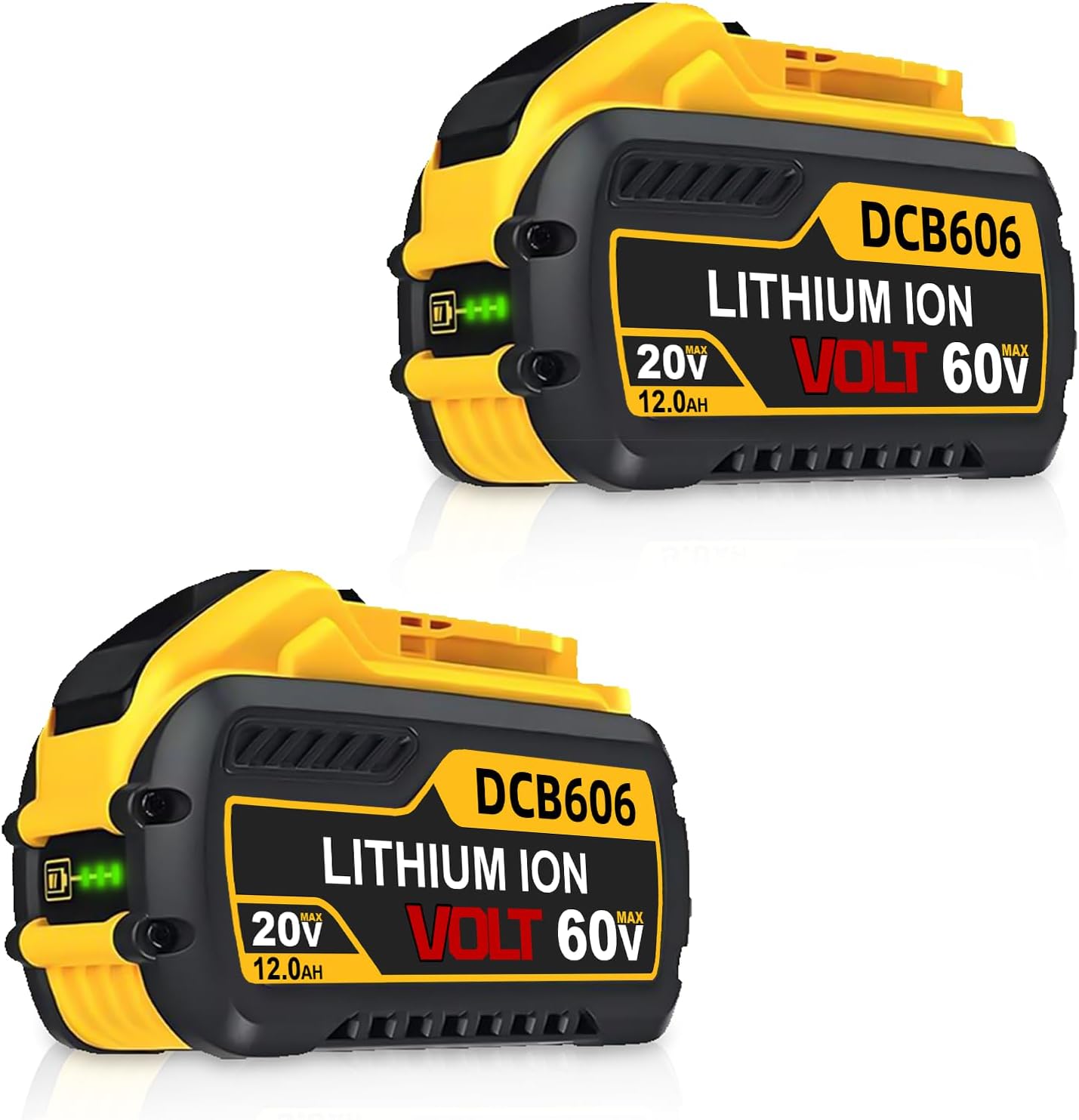 12.0-Ah 20V/60V Replacement for DEWALT 60V MAX Lithium ion DCB606 DCB609 DCB612 DCB206 Compatible with Dewalt 20V/60V Cordless Power Tools 2Pack
