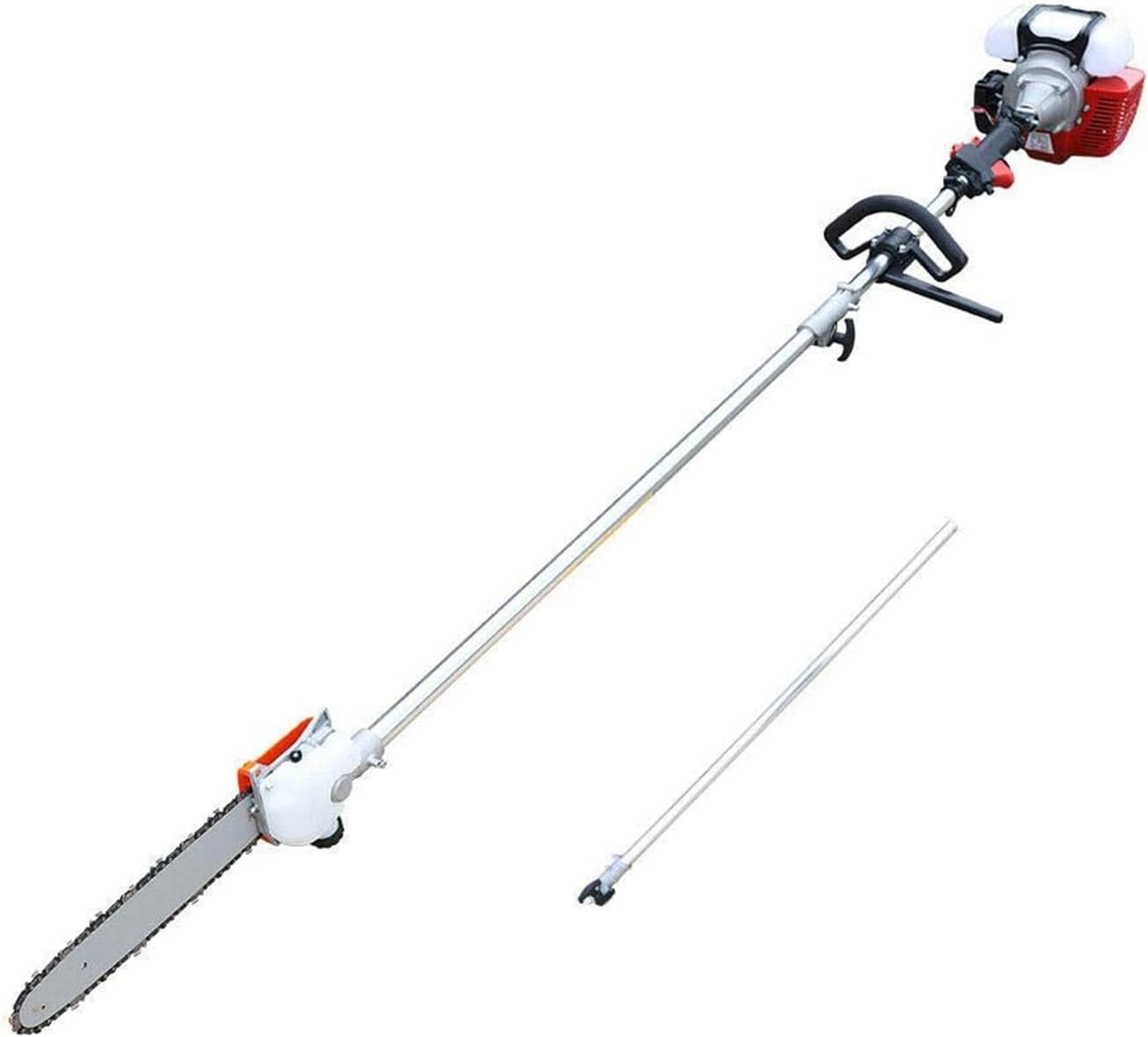 Gas Powered Pole Saw 11.48ft, 43CC 2-Stroke Gasoline Pole Chainsaw with Carrying Strap, 7.87-11.48ft Adjustable Pole Trimming Tools for Tree Trimmer and Branches Pruning 8500RPM