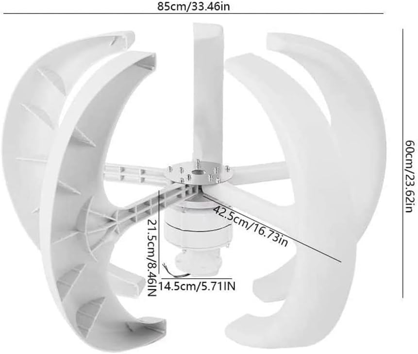 8000W Vertical Wind Turbine Generator Kit with 5 Blades and Controller Wind Turbine White Suitable for Home, Camping, Boat Use