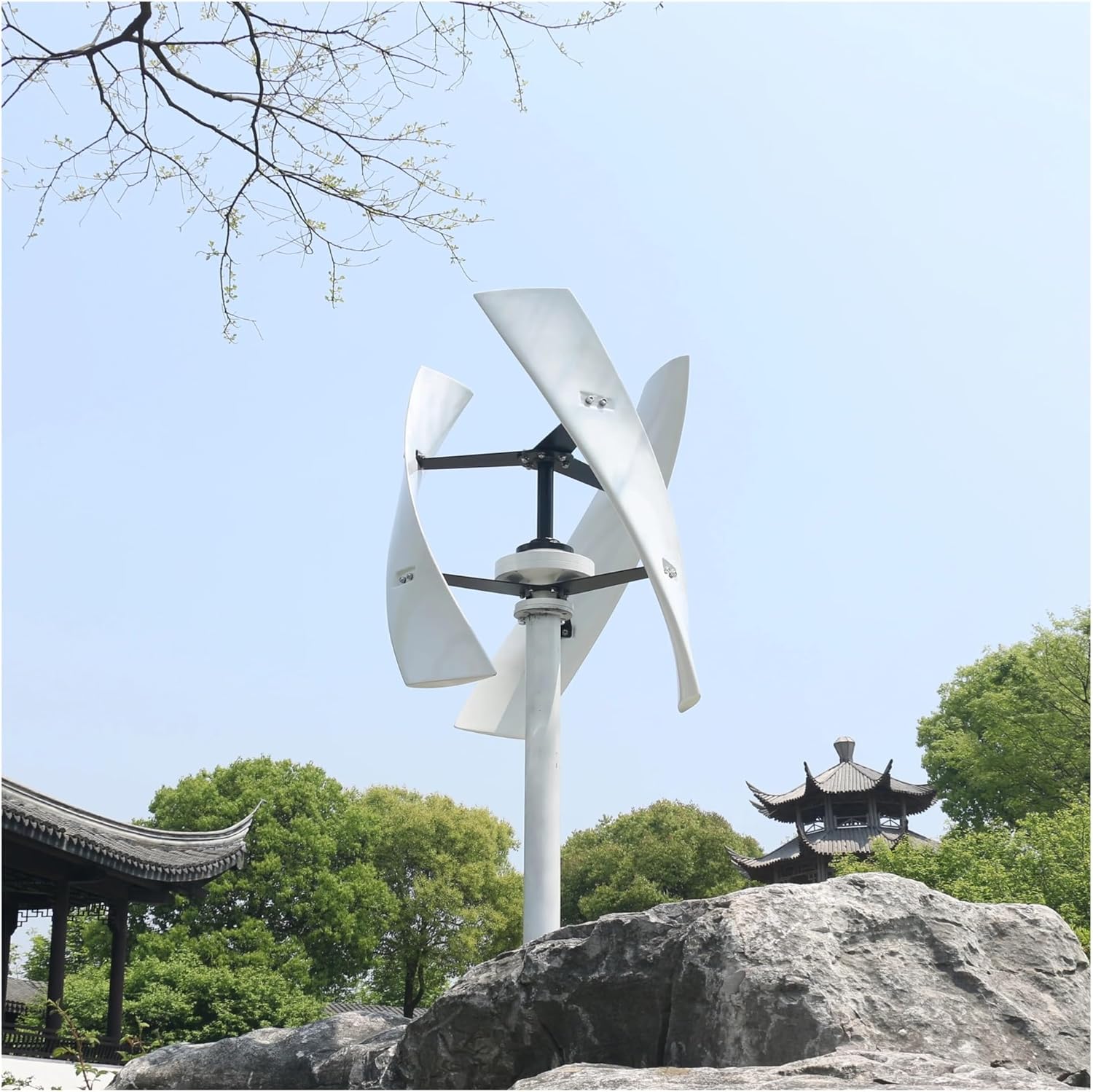 Wind Turbine Generator Kit, Alternative Energy 1000w Wind Generator Vertical Axis Wind Turbine Generator Wind Mill Fan for Home Use for Hybrid Solar Wind System(White,12V_1000W)