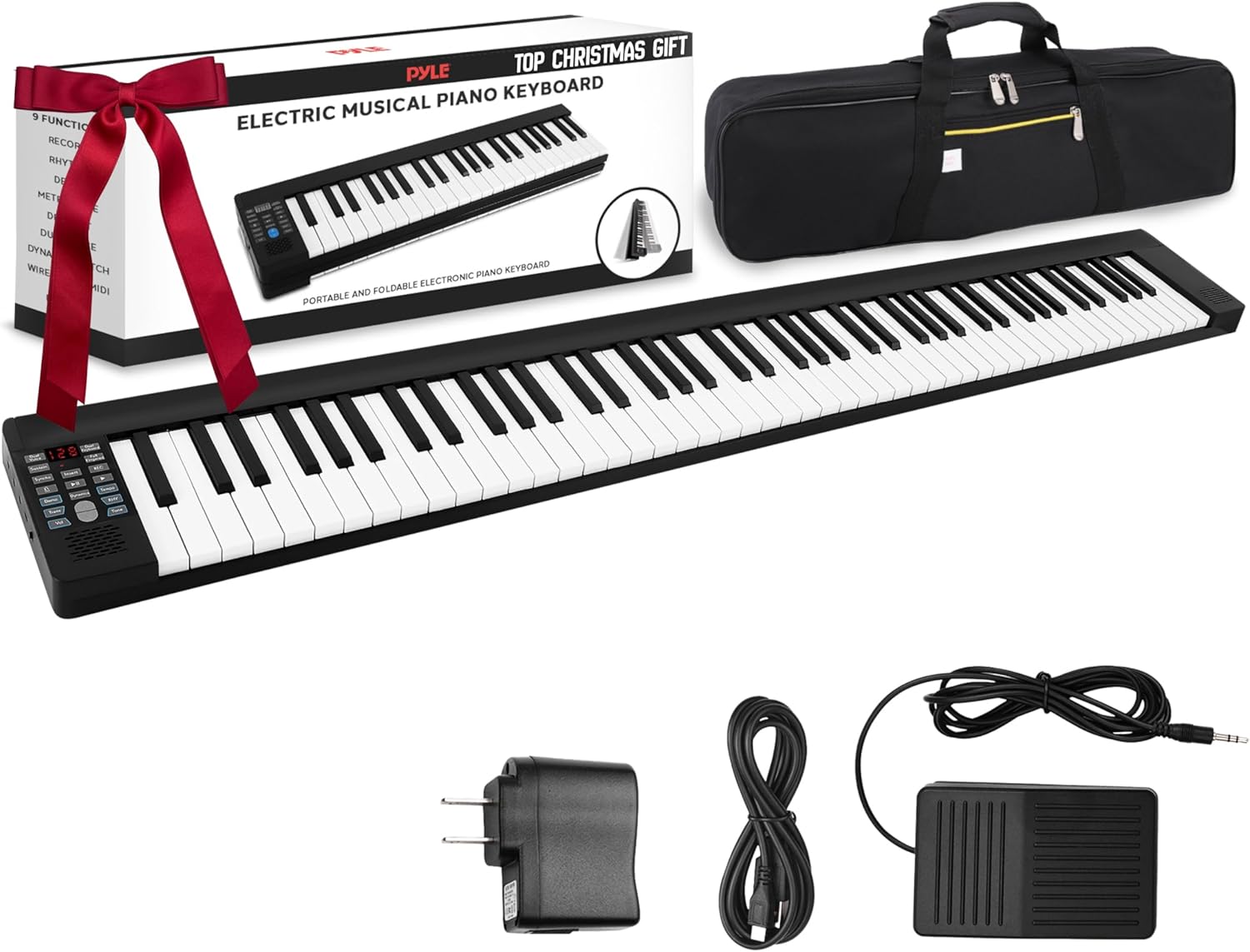 Pyle 88-Key Electric Piano Keyboard – Full Sized Bluetooth Enabled Keyboard with 28 Rhythms & Tones, Built-In Speaker, Sustain Pedal, Piano Bag, Portable Design, Ideal for Beginners and Professionals