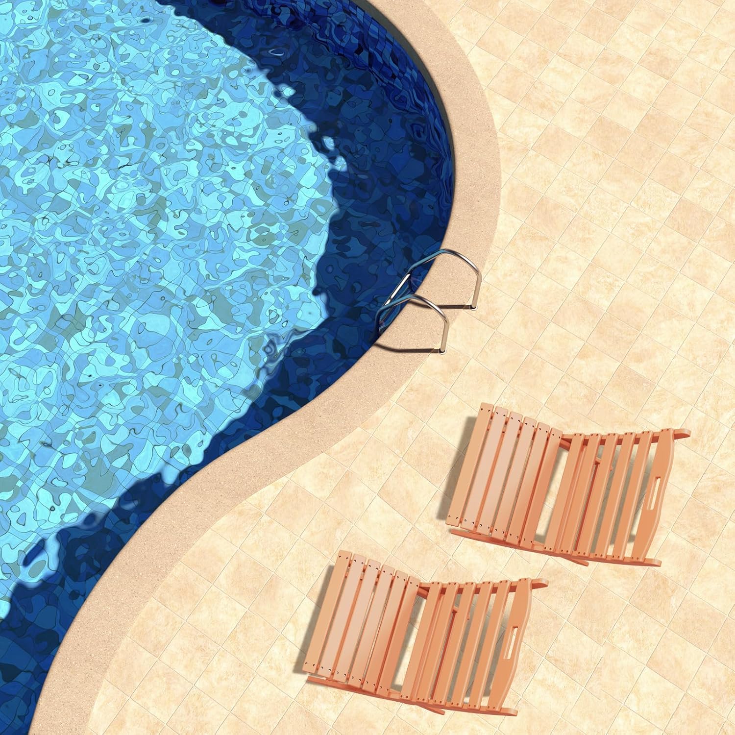 GREENVINES | Limited Edition | Apricot | Folding-Xavier-Chairs Set of 2 | Wave | Portable Adirondack-Chair | HDPE Plastic | All Weather Fire-Pit Chair | for Beach Outdoor Deck Poolside