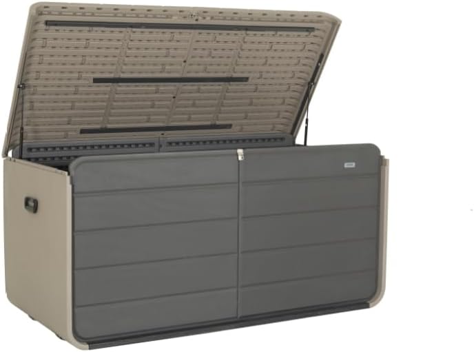 Large 120-Gallon Waterproof Outdoor Storage Box for Patio, Deck, or Poolside – Durable Weather-Resistant Design with Lockable Lid (260 Gallon (Gray) - Plastic)