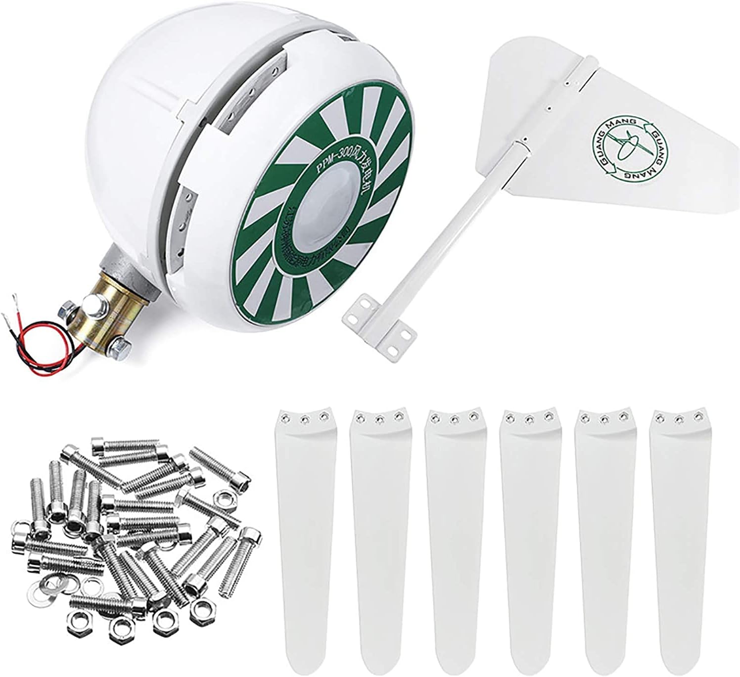 Wind Turbine Kits, 6 Blades 300 W Wind Turbine Generator & Wind Solar Hybrid Wind Generator Kit Household Wind Turbine Generator Kit