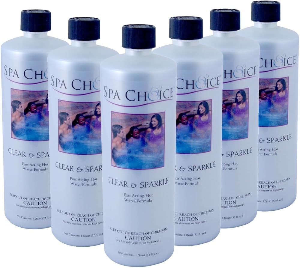 SpaChoice 1-Quart 6-Pack Premium Clear and Sparkle Hot Tub Clarifier, Spa Clarifier Hot Tub, Made in USA