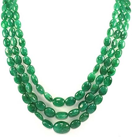 smooth big oval emerald 6-8x17-21 mm smooth oval 3 strand 18 inches 1 necklace emerald smooth plain beads