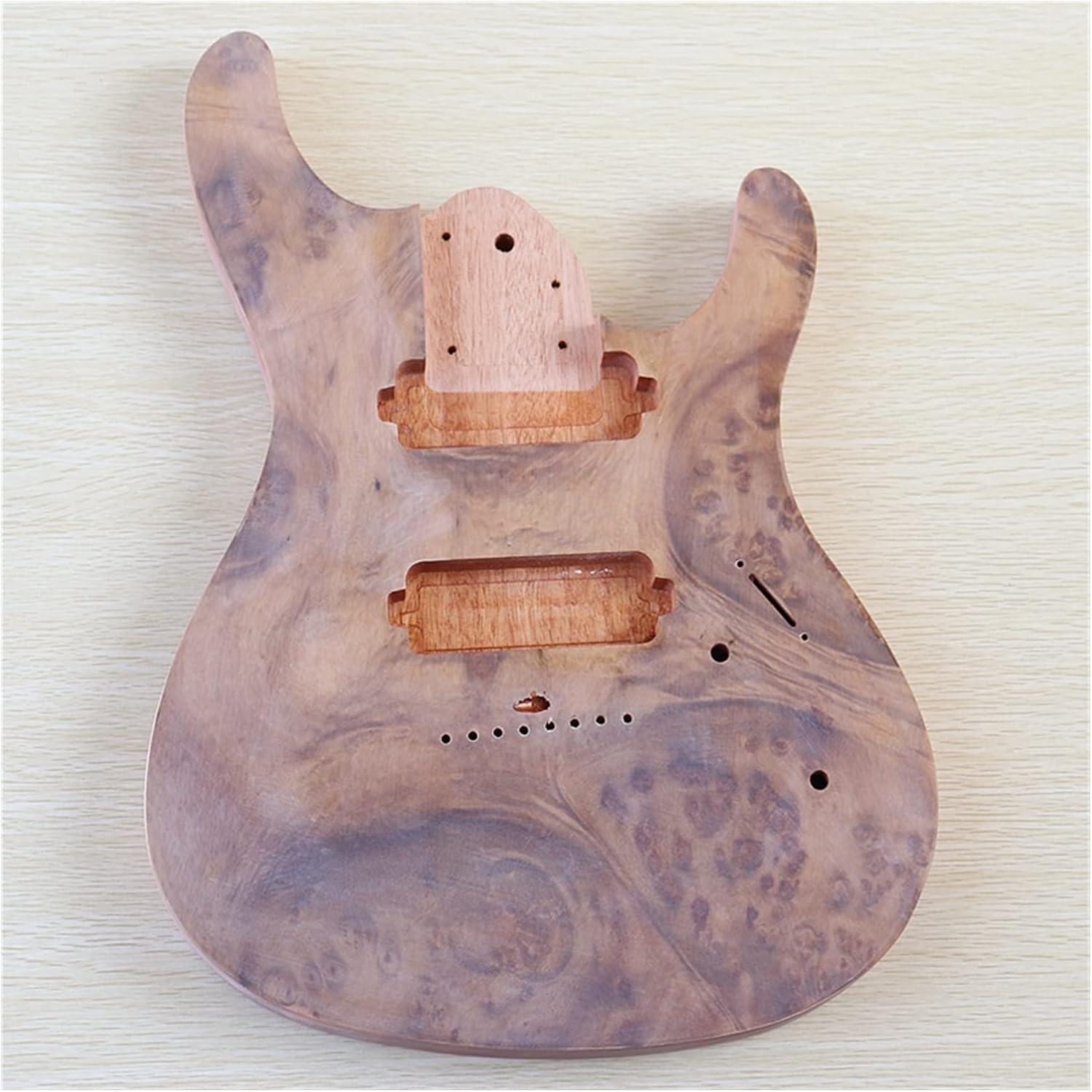 TSTS 8 String Electric Guitar Body Tree Burl Top Guitar Barrel Okoume Wood Body for Electric Guitar Guitar DIY Accessory