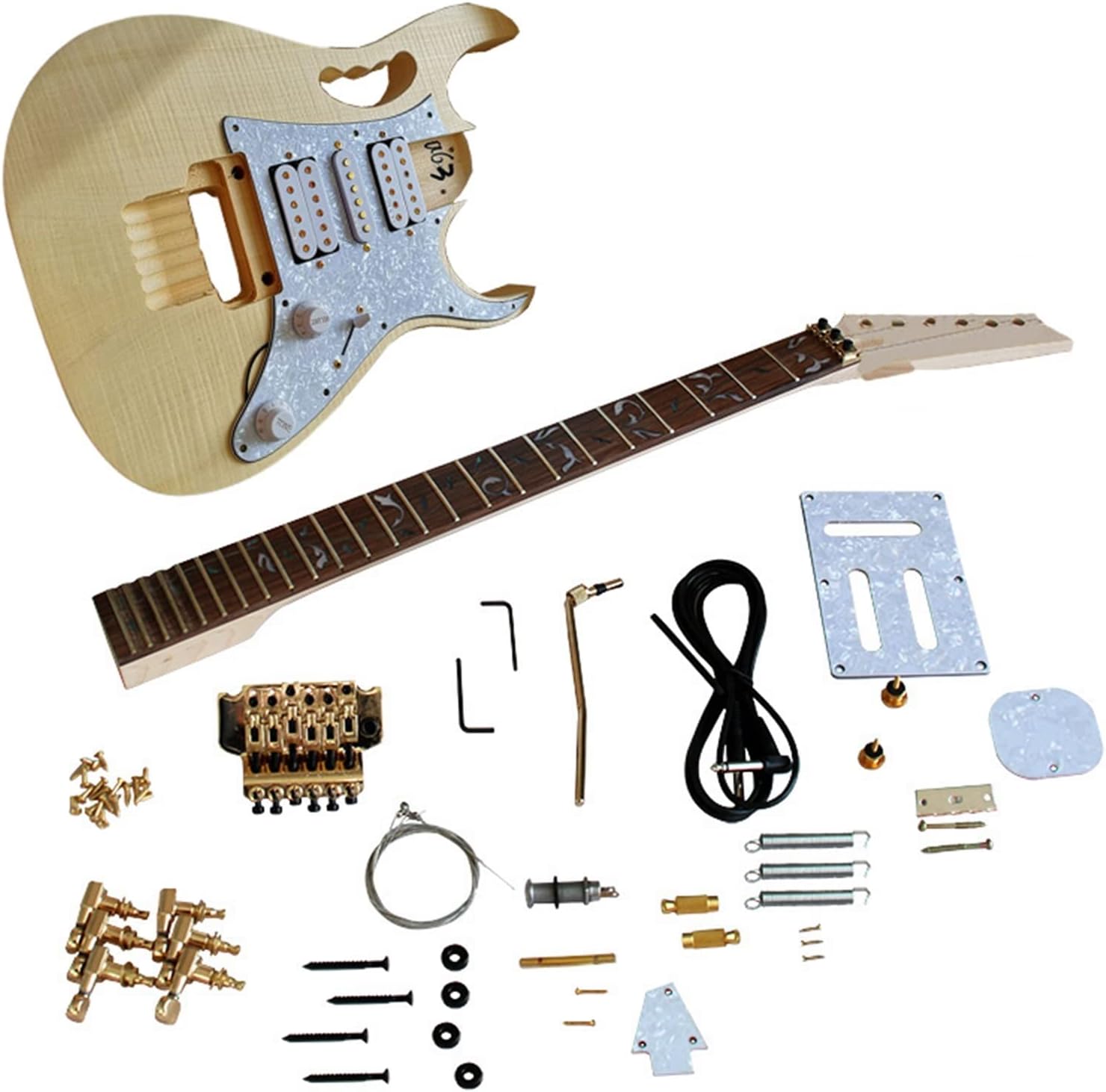TSTS Unfinished Guitar Basswood Body Rosewood Fingerboard Maple Neck Electric Guitar Assembly Accessories Unfinished Electric Guitar Kit