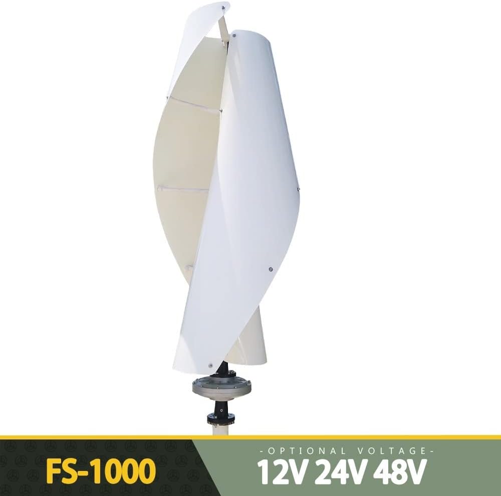 Wind Turbine Generator Kit, Windmill Energy1000W 12v 24v 48v Vertical Wind Turbine Generator High Efficiency With Controller For Hybrid Solar Wind System for Hybrid Solar Wind System(With Controller,1