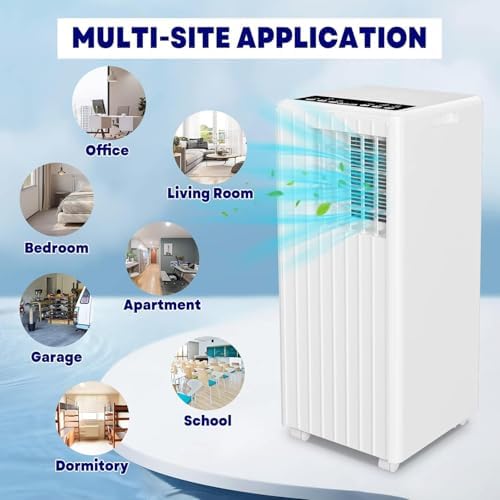 8000 BTU Portable Air Conditioner, Remote Control Air Conditioner with 24 Hour Timer, Cools up to 350 Sq. Ft. Low Noise/Energy Saving/Cooling for Bedroom, Office, White