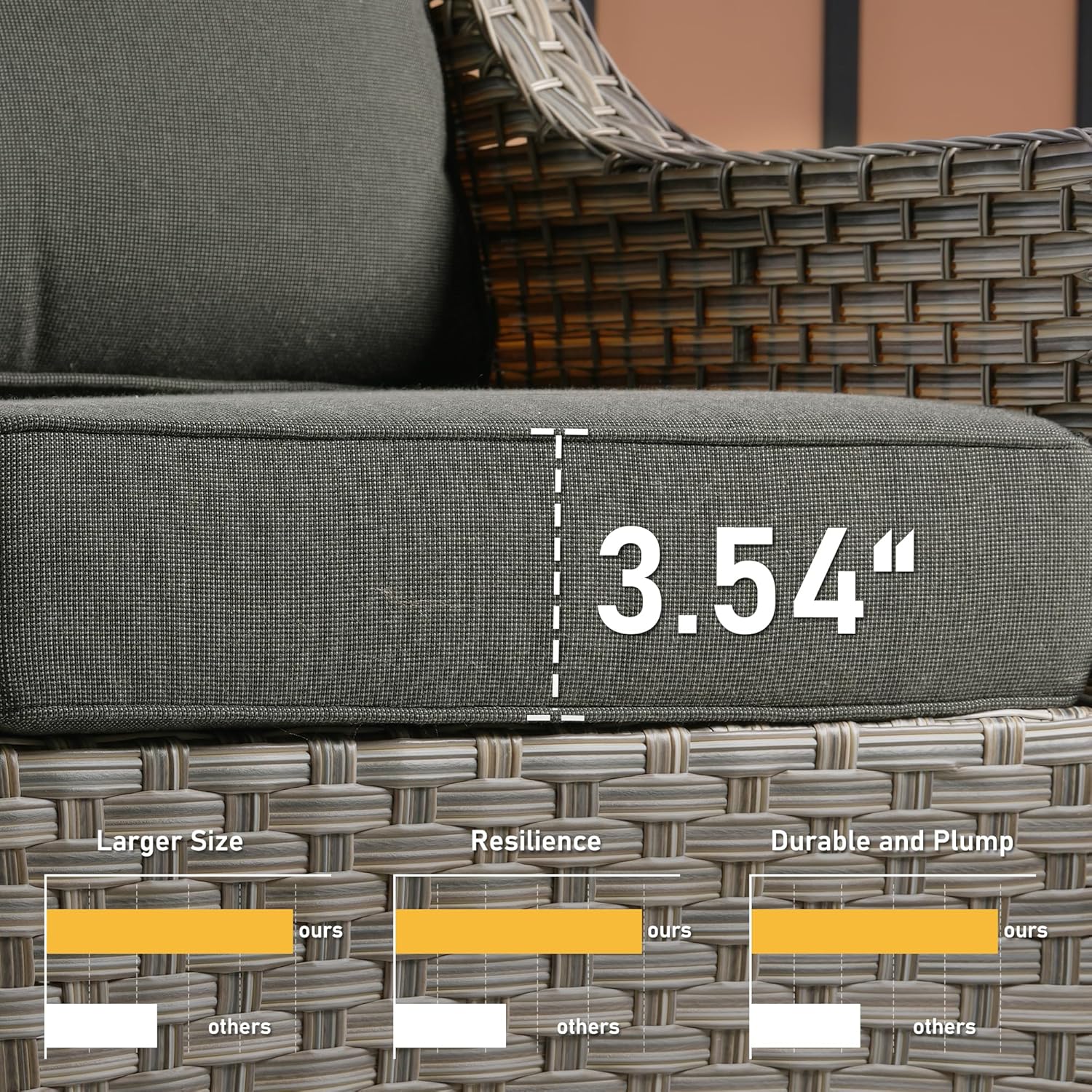 Patio Furniture Sets with Fire Pit Table,6 Pieces All Weather PE Wicker Conversation Sofa,Outdoor Furniture Grey Wicker Black Cushion