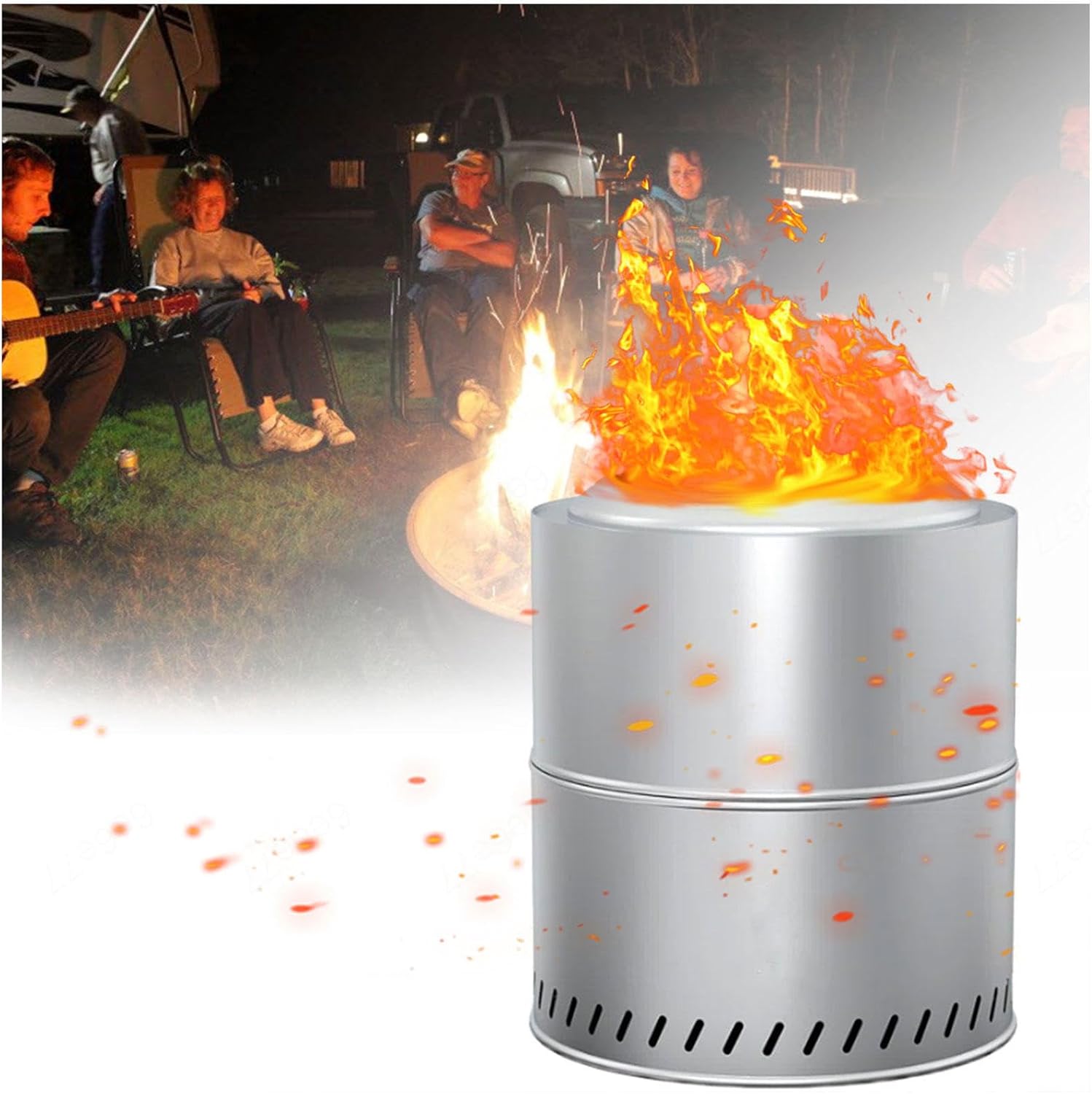 15 Inch Fire Pit Smokeless Outdoor Smokeless Firepit,Durable Stainless Steel for Wood Burning Smokeless Fire Pit for Patio Garden,Camping,Backyard
