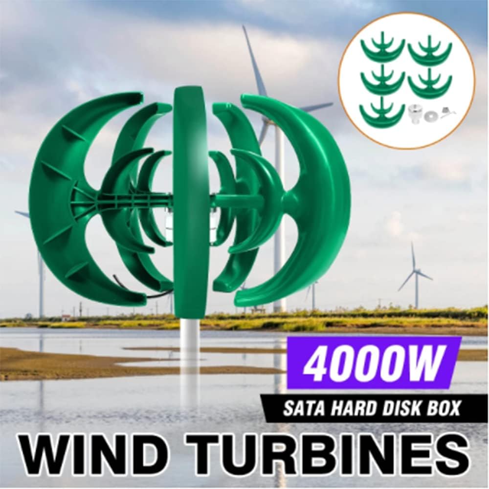 12V 24V 4000W Vertical Axis Wind Turbines Generator Lantern 5 Blades Motor Kit Windmill Energy Charge Turbines for Home Camping