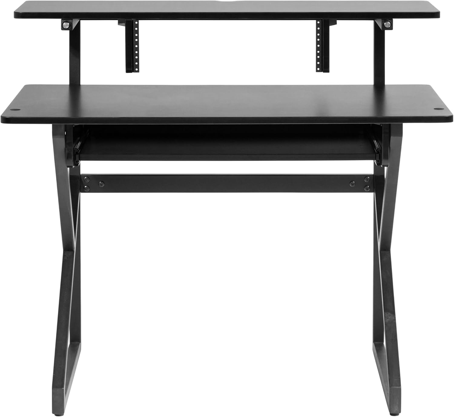 Gator Frameworks Content Creator Series Studio Desk Workstation with (3U) Rack Shelf and Sliding Keyboard Tray, Black Finish (GFW-DESK-MAIN)