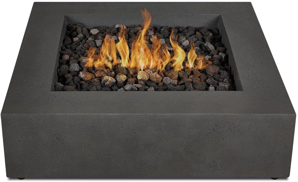 BBQGuys Signature La Valle 42-Inch Square Propane Fire Table - Carbon - 1592LP-CBN