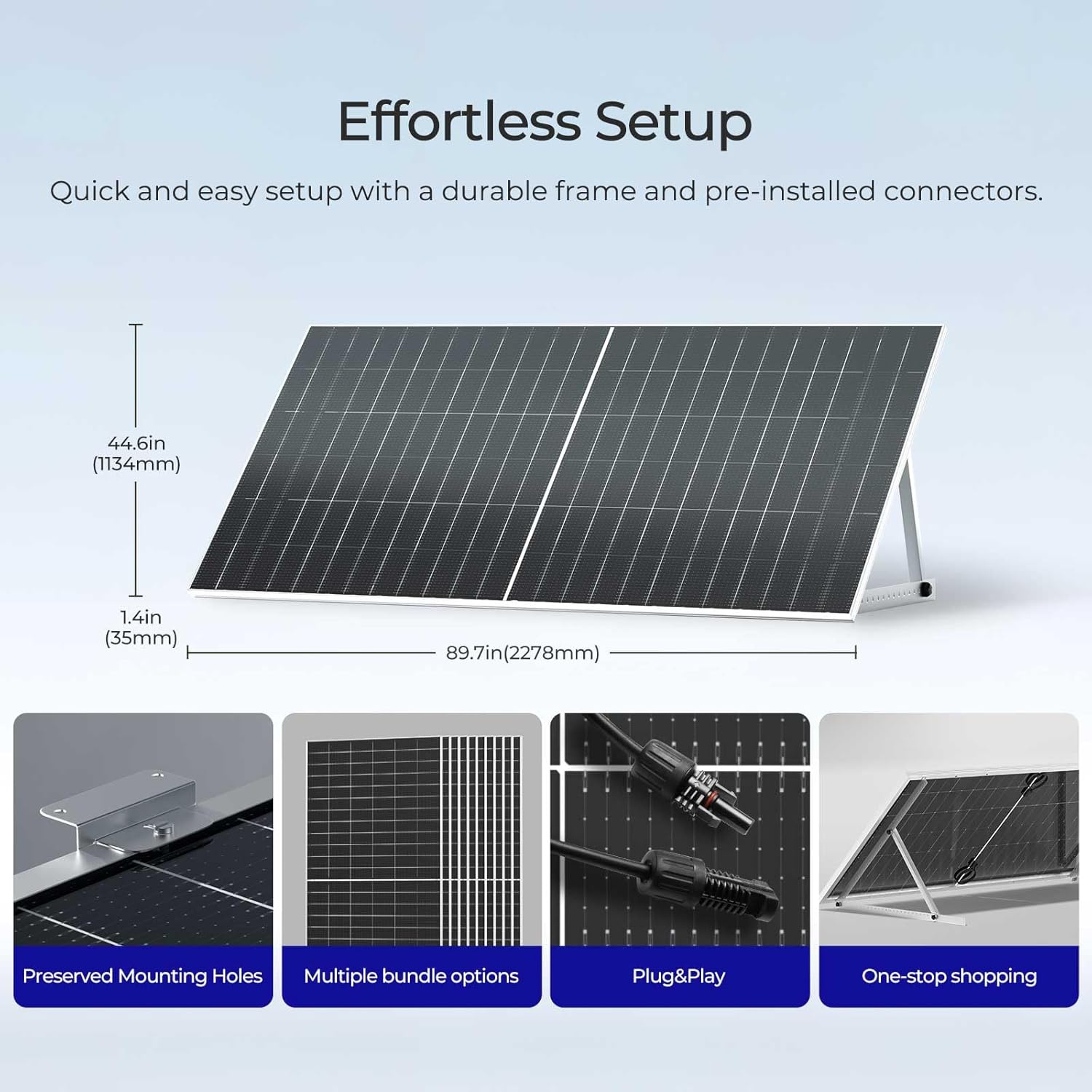 Renogy Solar Panels 590W 12V/24V Bifacial Solar Panel Monocrystalline On/Off Grid Application Rigid Total 1180 Watt Solar Panel High Efficiency Durable for Homes Roof RV Boat Camping 2PCS Black