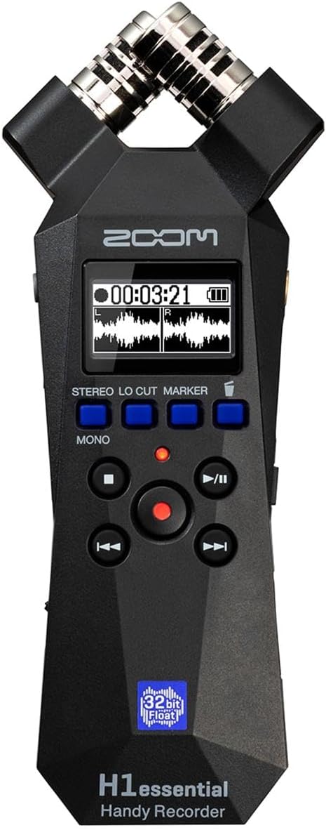 Zoom H1essential Stereo Handy Recorder with 32-Bit Float, Accessibility, X/Y Microphones, Record to SD Card, USB Microphone, Portable, for Musicians, Podcasters, Filmmakers, & Content Creators