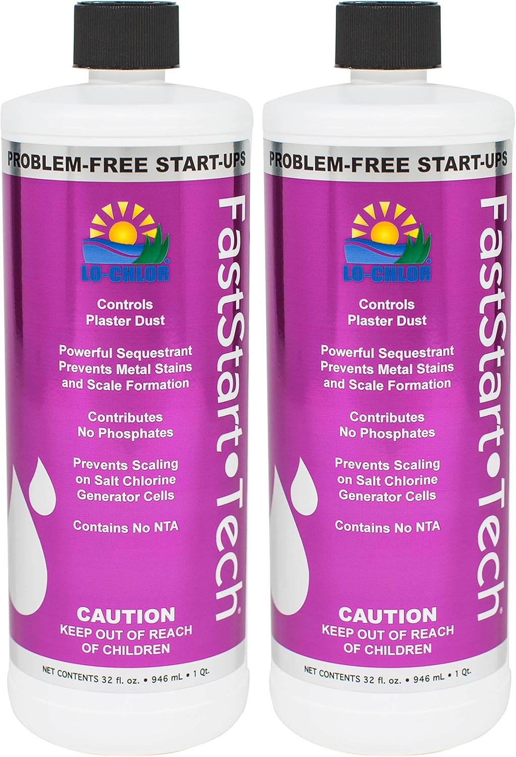 FastStart-Tech 2 Pack (1 qt) Pool Chemical - Liquid Scale & Stain Preventer