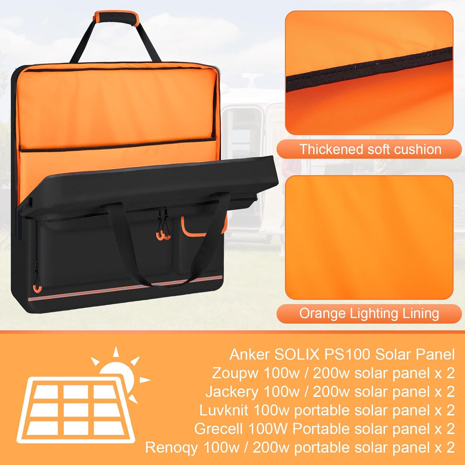 Solar Panel Storage Bag and Portable Station Bag Compatible with Jackery Explorer 500 and Jackery SolarSaga 100W 100X 200W