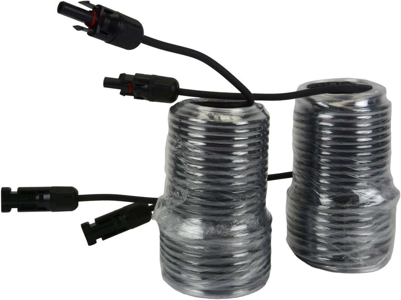 TEMCo 50ft 12 AWG Black Solar Panel Extension Cable with M-F Solar Connector Ends Qty:2 …