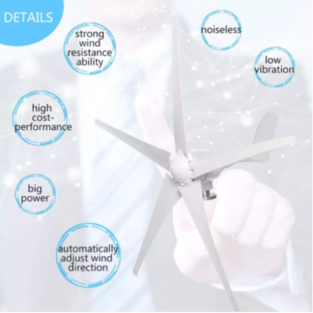 8000W Horizontal Wind Generator 12/24V 3/5Blade Wind Turbines Generator Windmill Energy Turbines Charge with Controller,24v,5 Blades