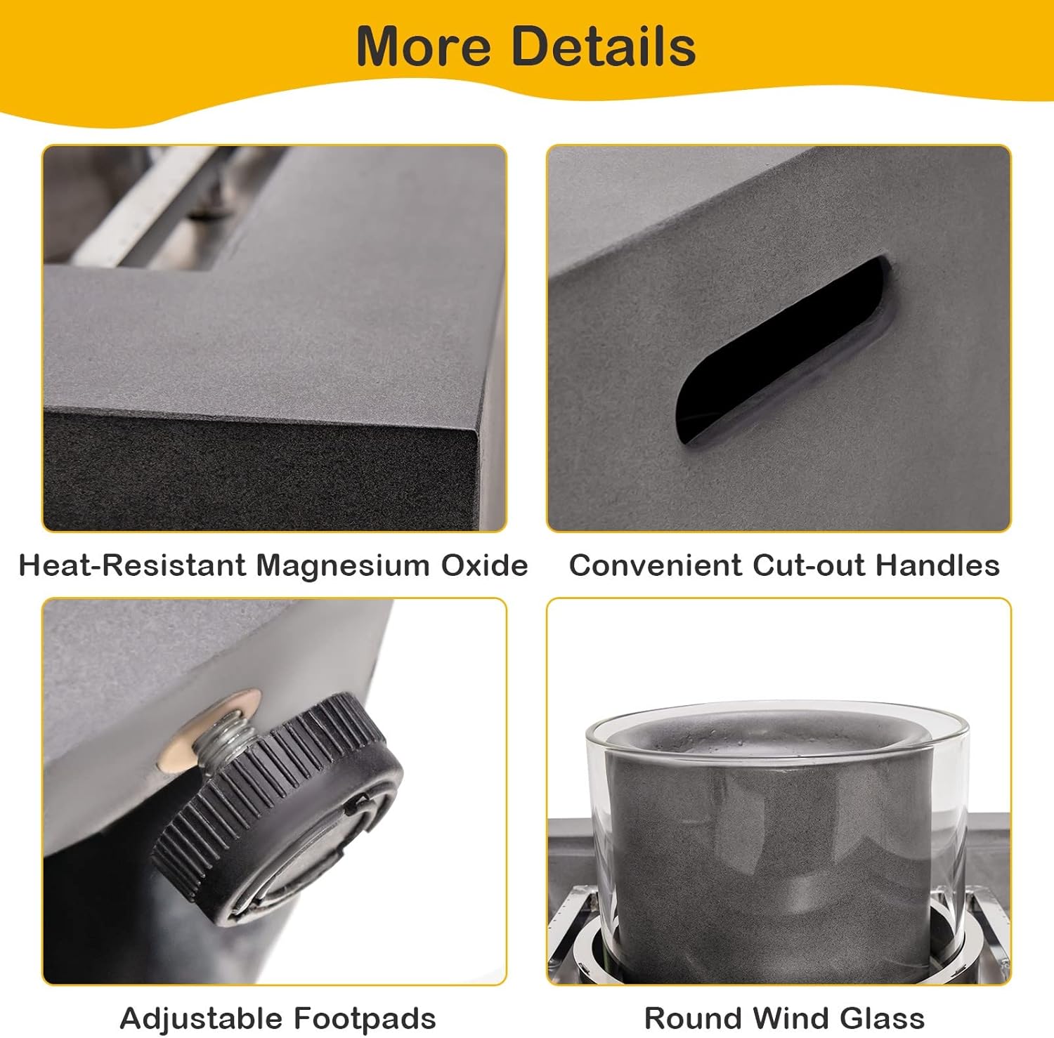 Giantex Fountain Fire Pit Table - 50,000 BTU Square Fire Table w/Middle Fountain, Wind Glass, Stainless Steel Burner, PVC Cover, CSA & UL Certificated, 28” Firepit for Patio, Poolside, Backyard,Gray