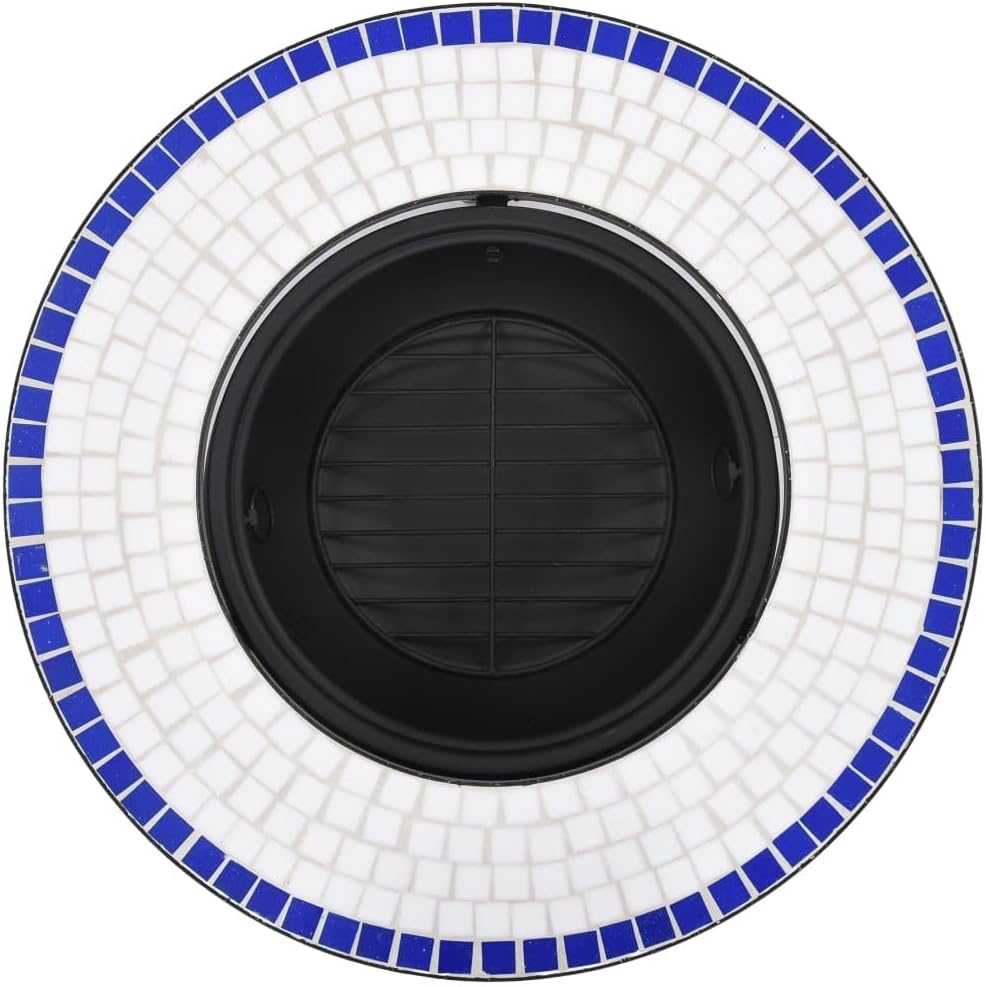 Mosaic Fire Pit Blue and White 26.8