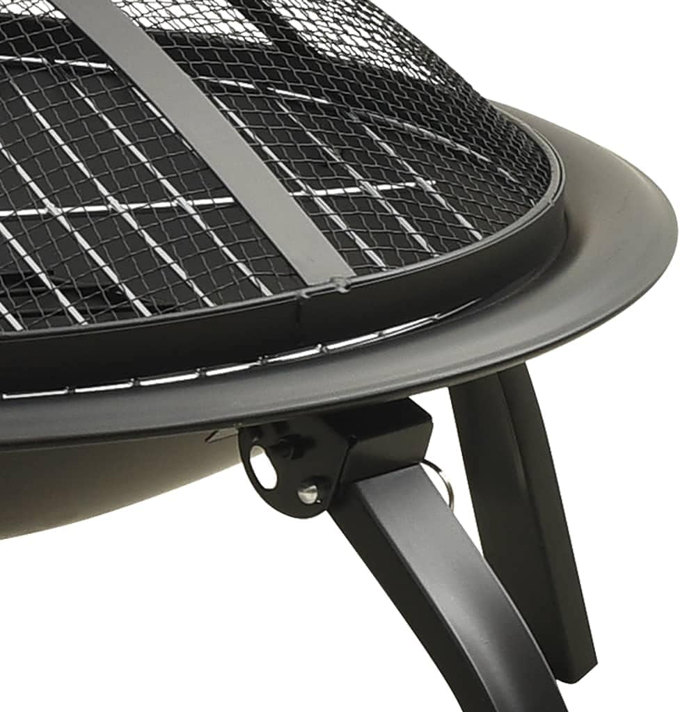 Steel 2-in-1 Fire Pit and BBQ with Cooking Grid, Metal Poker and Mesh Cover, Absorbing and Radiating Heat Outdoor Fire Pit Round Fireplace for Garden Patio 22