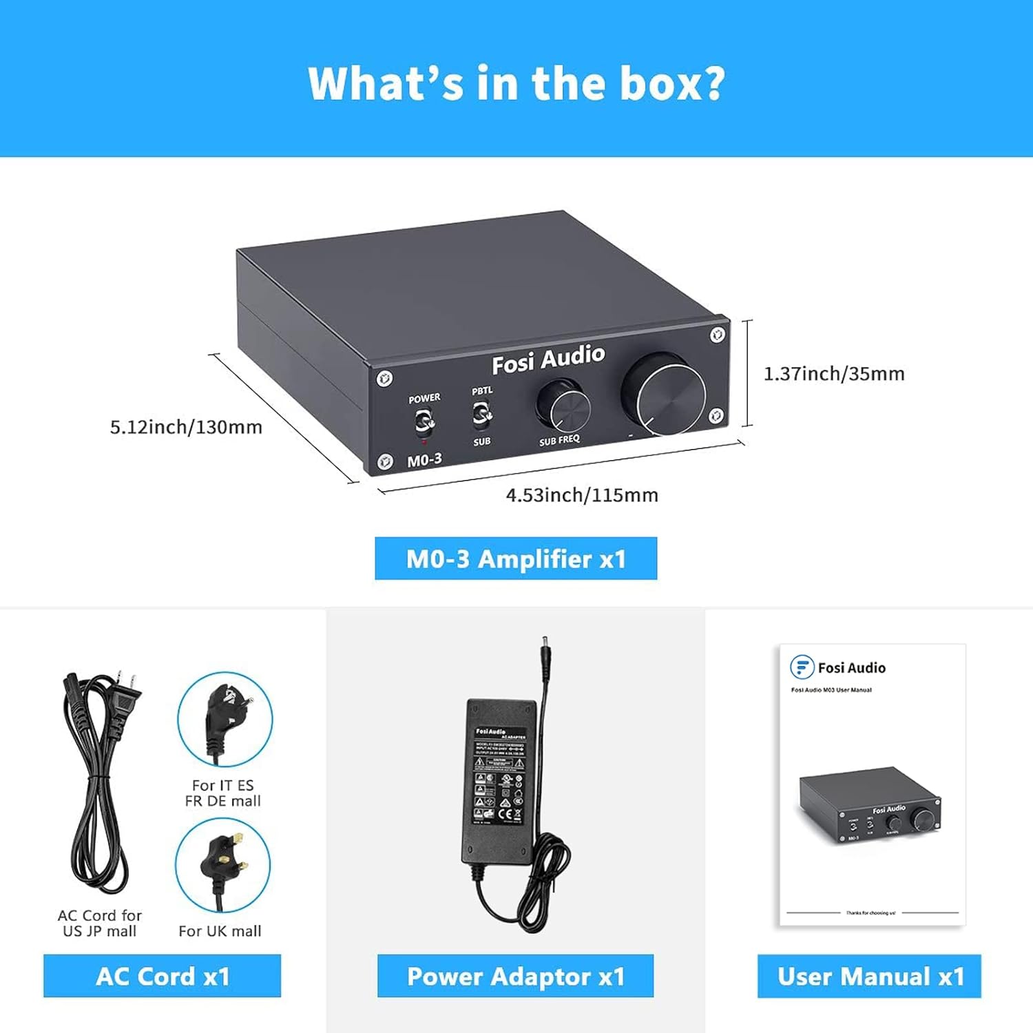 Fosi Audio M03 200 Watt TPA3255 Subwoofer Amplifier Mini Mono Channel Audio Power Amp for Home Theater Full-Frequency and SUB Bass Switchable with 32V/5A Power Supply