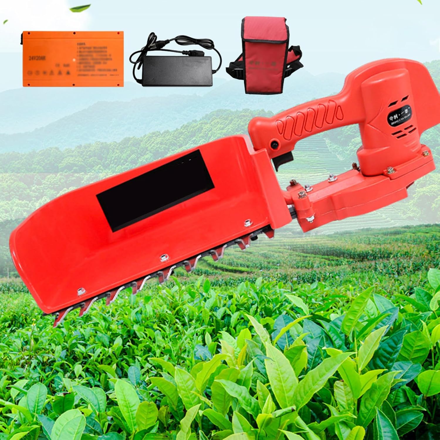 Electric Tea Picking Machine & Hedge Trimmer & Waterproof Grass Shears, Stainless Steel Knife, Portable Garden Pruning Tools, Wear-resistant (With Charging Adapter & Battery Bag)