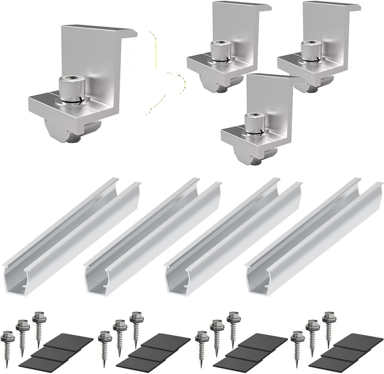 Universal Roof Solar Panel Clamp, Trapezoidal Metal Roof Mounting Bracket for PV Photovoltaic System Fastening(Gold)