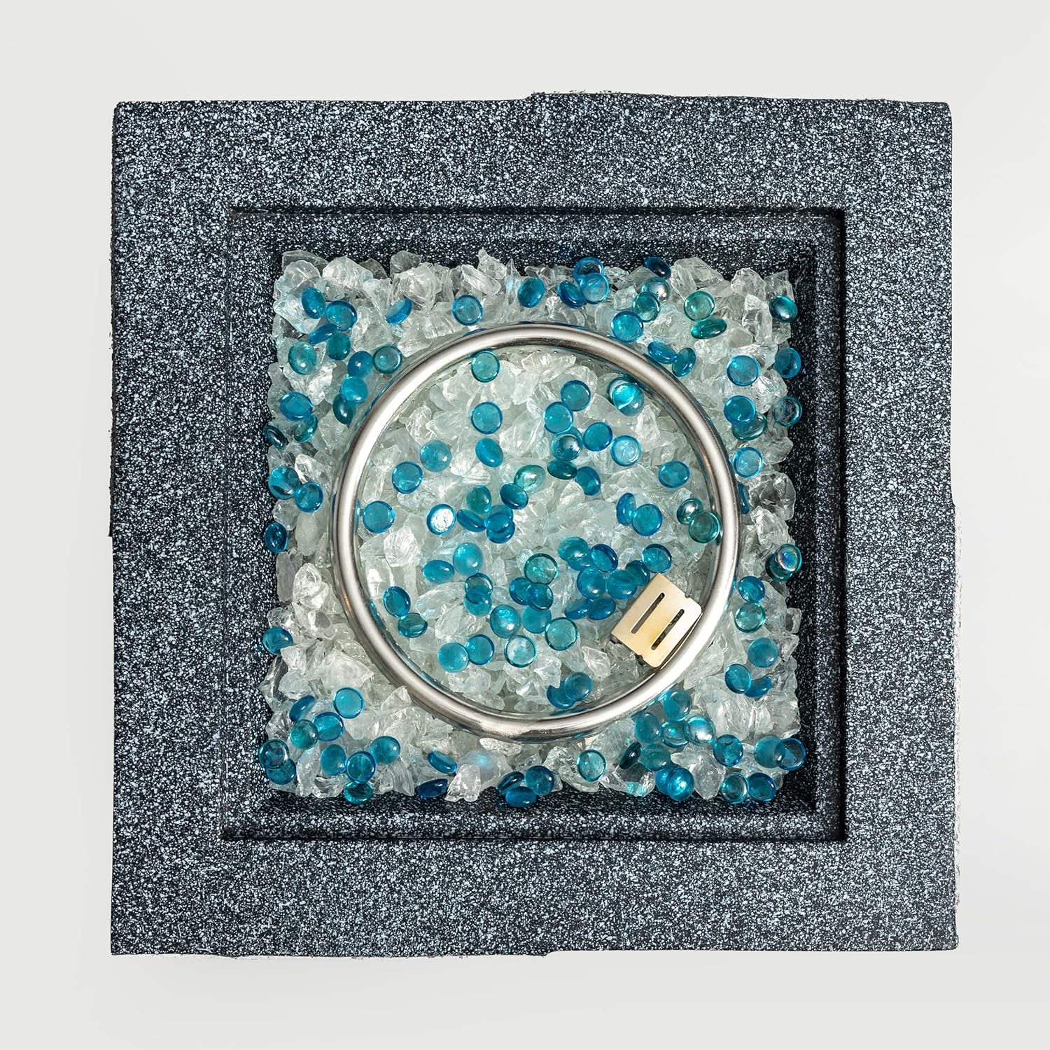 Outdoor Concrete Fire Pit Column – Propane Gas Fire Pit with 1 Door, Light Grey Blue, Patio, Backyard, and Relaxation (1 Doors)