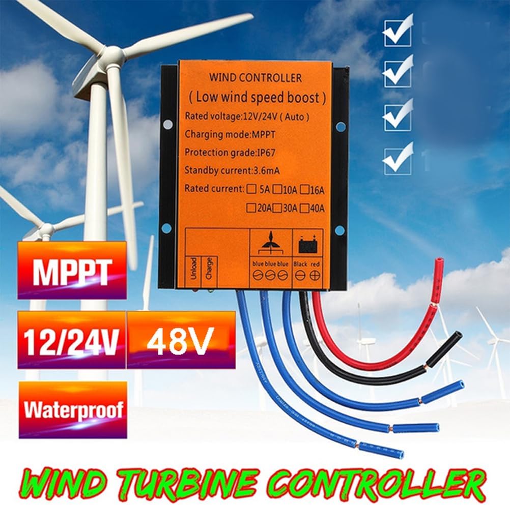 12V,MPPT 6000W-8000W Waterproof Wind Turbine Charge Controller,10A -40A Low Speed Controller Voltage 12V 24V AUTO 48V for System ( 12V)