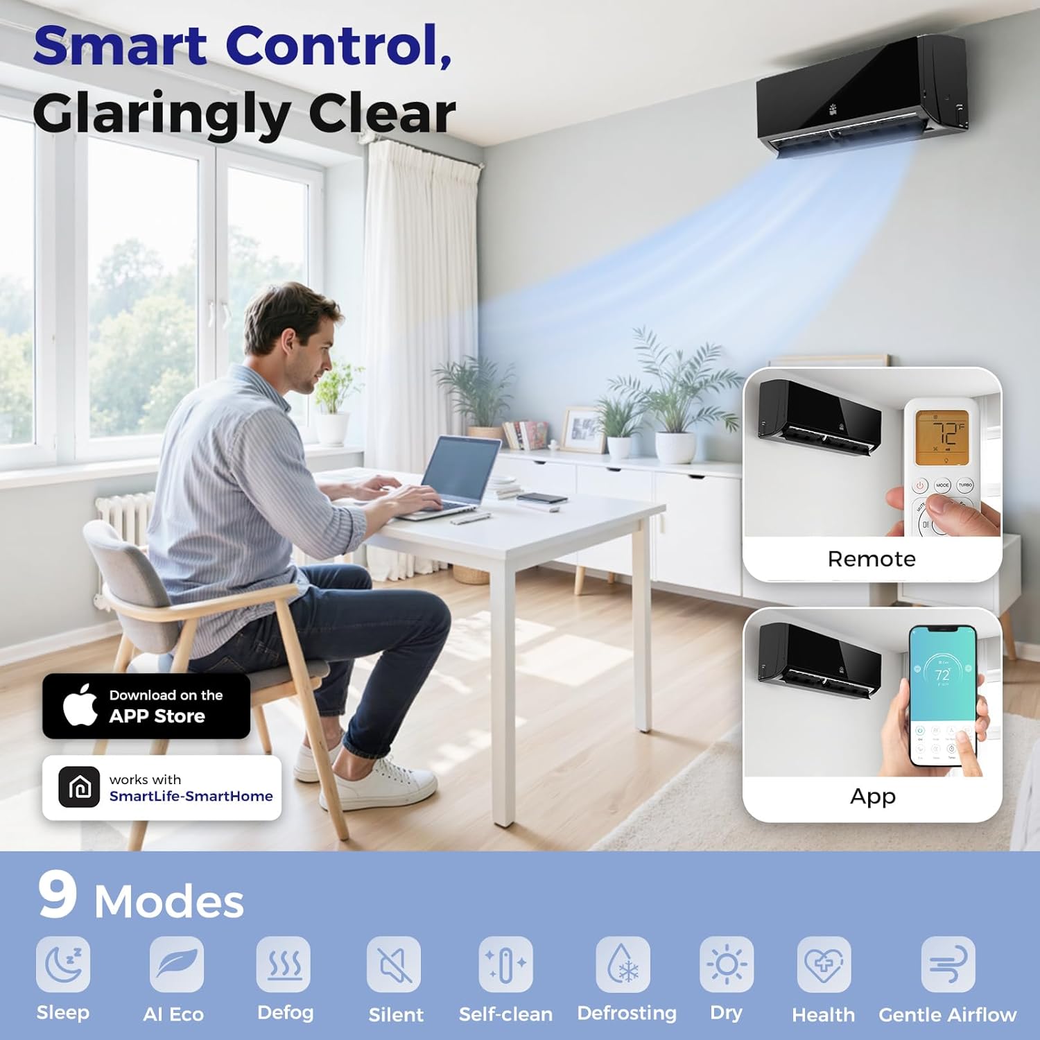 Mini Split Air Conditioner - 12000 BTU Ductless Mini Split Ac/Heating System, 115V 20 SEER2 Wifi Enabled Inverter, Split AC Unit with Precharged Heat Pump, 750Sq. Ft, R454B with Installation Kit