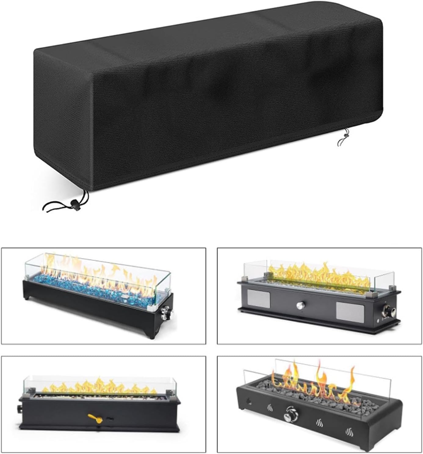 Fire Cover Heavy Duty Weatherproof Oxford Rectangular Protection 29x9.5x8.6 inch Dustproof Outdoor Fire Pit Cover