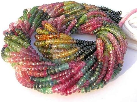10x14-140 inches strand. sparkling multi tourmaline faceted rondelles size 3.5mm