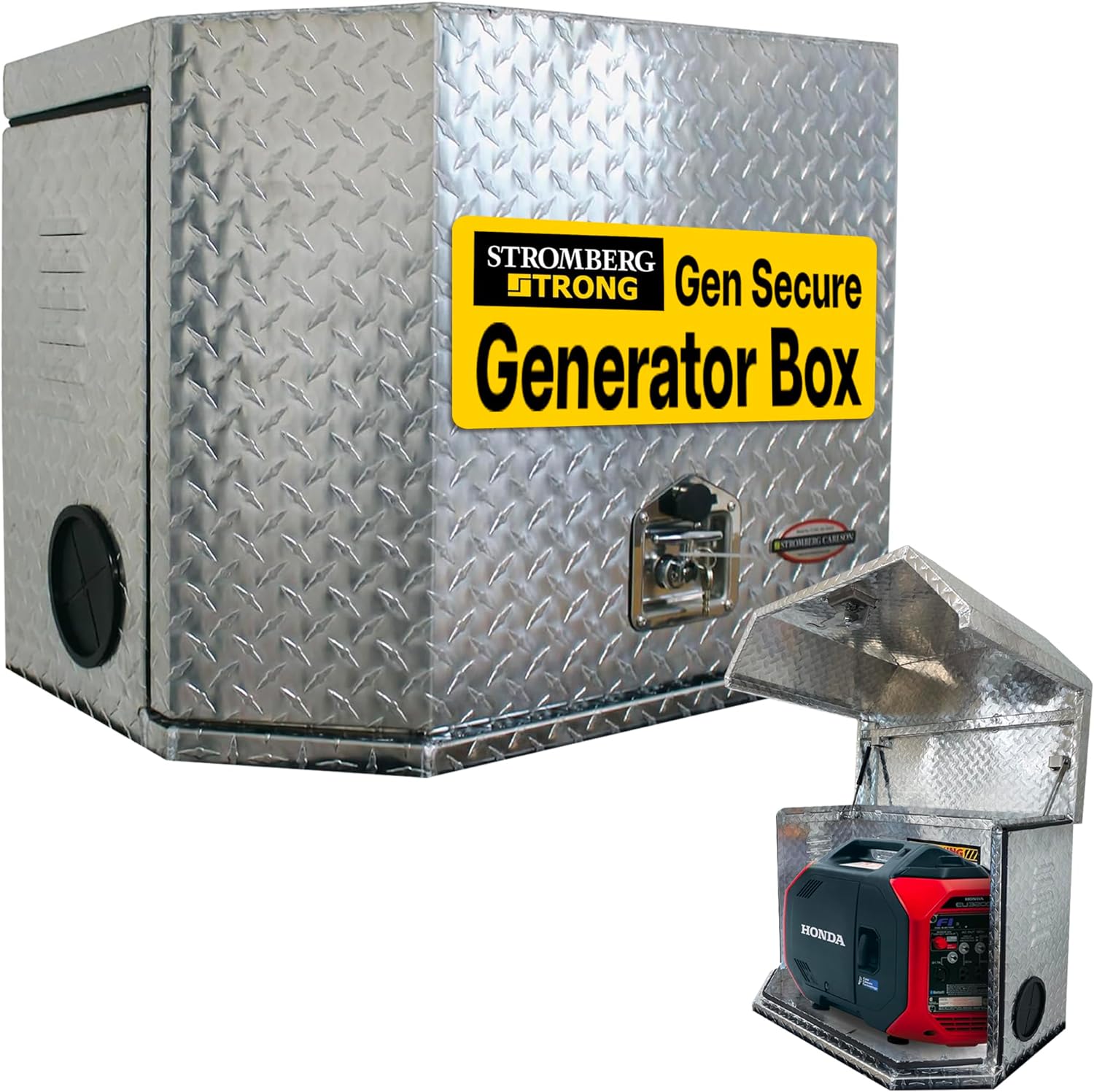 Stromberg Carlson Gen Secure Generator Box - Storage for Your Items - Anti-Theft, Propane Ventilation, and Trailer Ready - Bolts to CC-255 Tray - A-Frame 4” Square Bumper Adapters Coming in 2024
