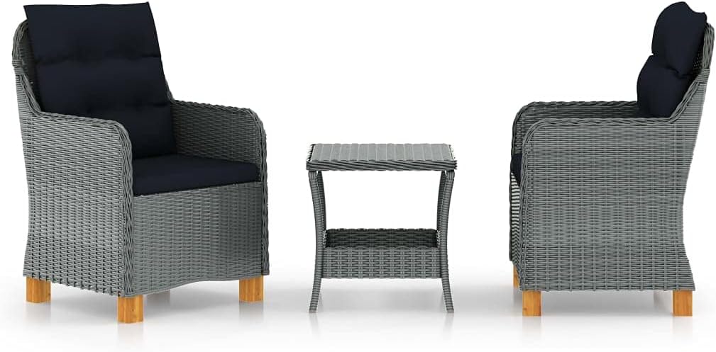 3 Piece Patio Lounge Set with Cushions Poly Rattan Light Gray,Deluxe Poly Rattan Patio Lounge Set with Cushions for Ultimate Relaxation Furniture Sets for Patio, Lawn & Garden