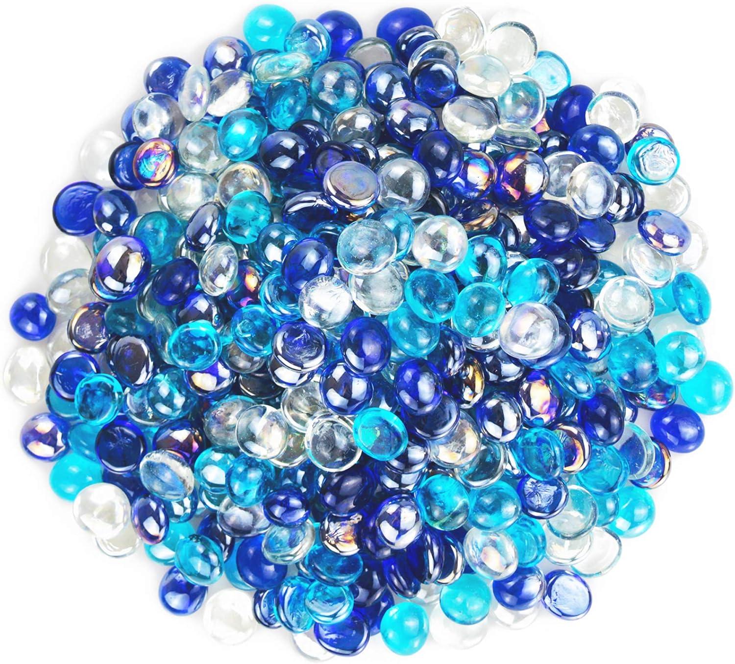 Uniflasy Ash Bucket with Lid, Shovel and Hand Broom, 5.2 Gallon Metal Coal Ash Bucket and Blended Fire Glass Rocks Beads for Outdoors and Indoors Propane Firepit