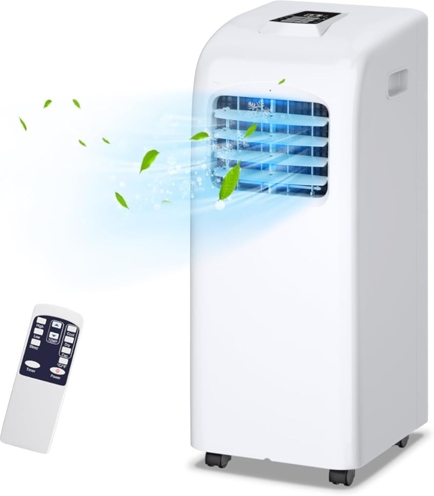 3-IN-1 Portable Air Conditioner, 8000 BTU Cool Floor AC Unit with Dehumidifier, Remote Control, Complete Window Mount & Exhaust Kit, Air Conditioner for Office, Dorms