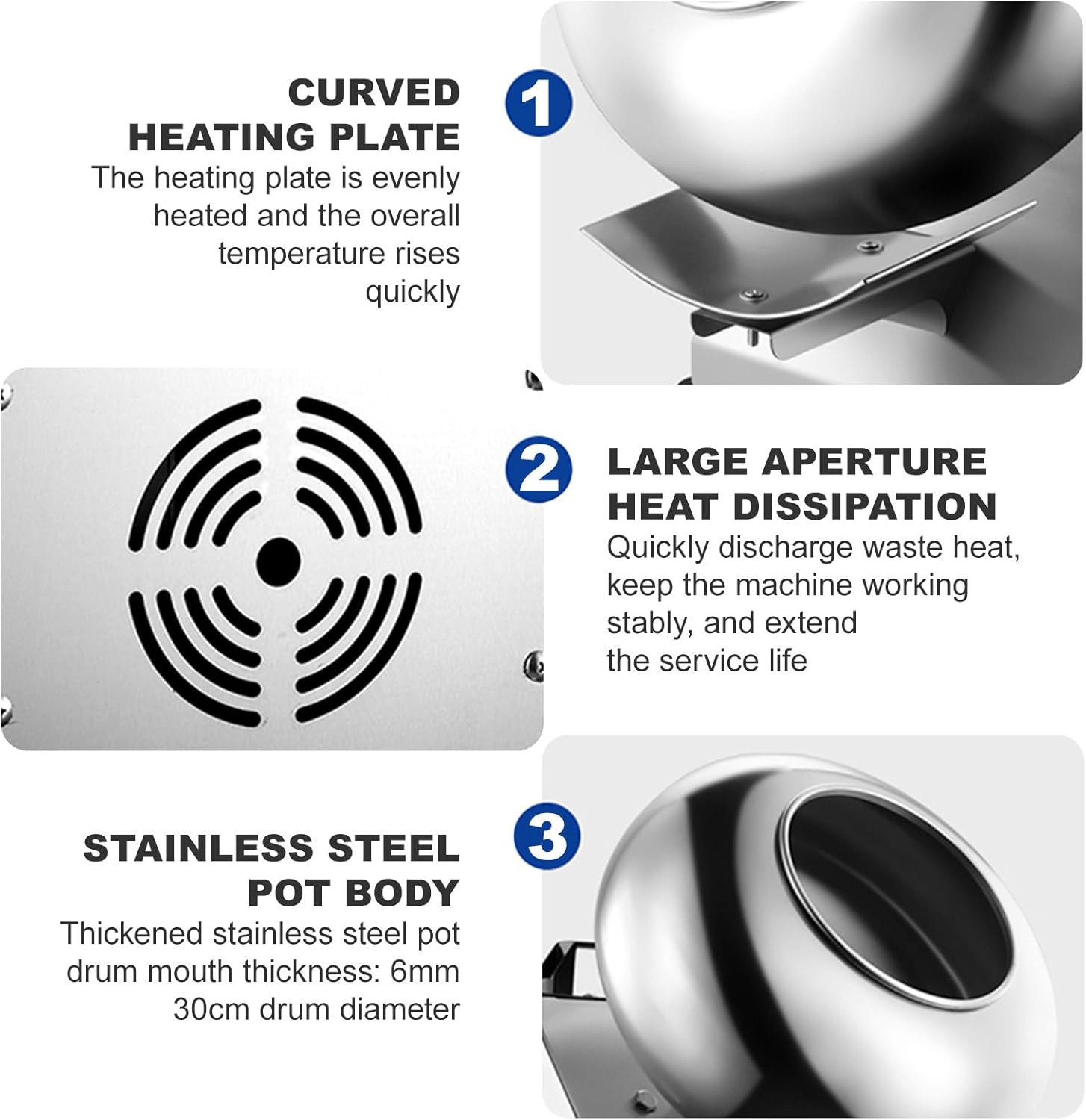 Sugar Coating Chocolate Polishing Machine | Electric Nuts & Food Drum Mixer | Chocolate Panning Machine with Hair Dryer | Stainless Steel Pot Body | Output:1-4kg/Time | Adjustable Speed