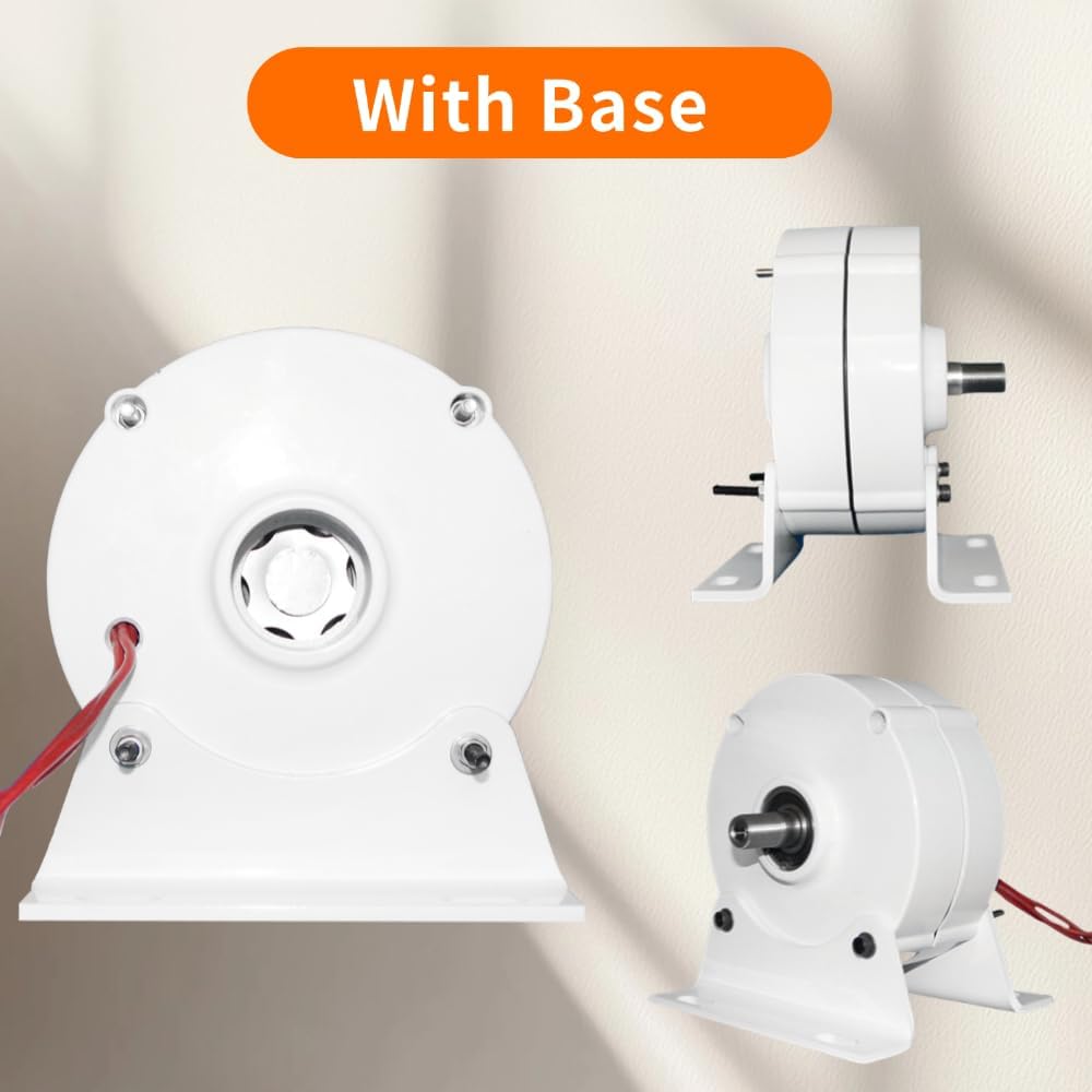 500W Permanent magnet Generator 12V 24V 48V Three Phase Alternator for Home Electric Motor Generator for Vertical Horizontal Wind Turbine (With Base-Double shafts, 48V)