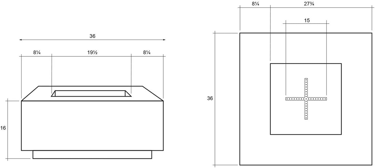 Prism Hardscapes Tavola 2 Concrete Gas Fire Pit (PH-406-5NG), Natural Gas, Ultra White, 36x36-Inch