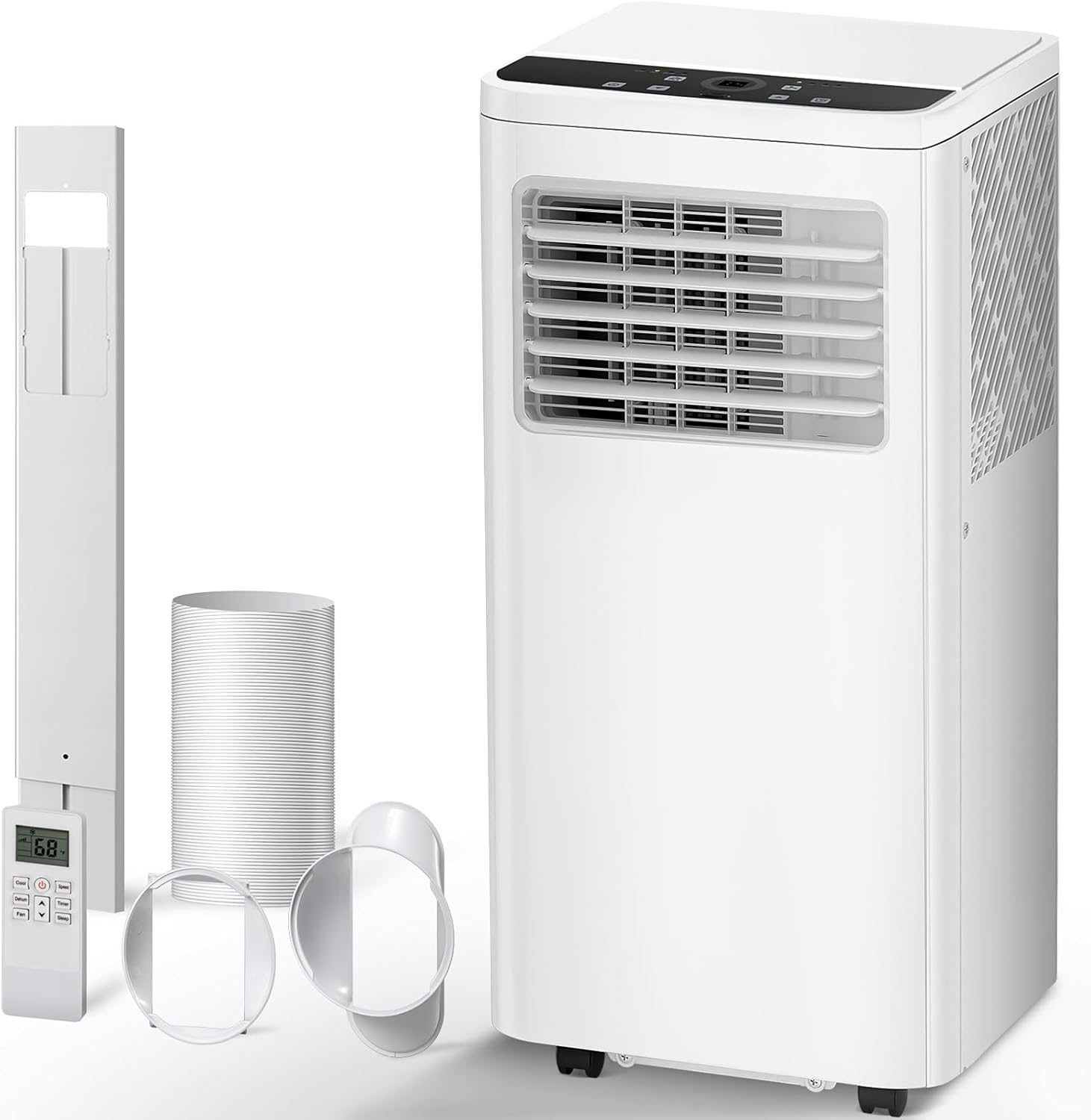 R.W.FLAME 8,000 BTU Portable Air Conditioner, 3-in-1 Portable AC Unit, 4 Modes with 24H Timer/LED Display/Remote Control/Installation Kits for Bedroom/Living Room/Dorm/Office, White