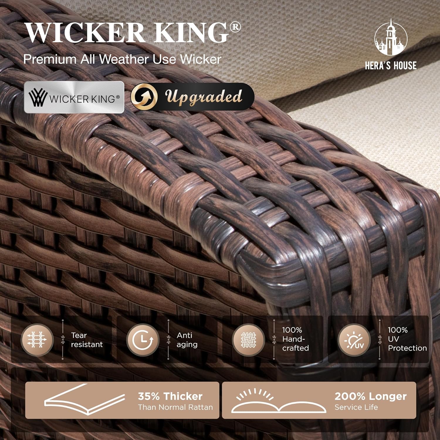 HERA'S HOUSE 8-Piece Outdoor Furniture Set with Fire Pit Table, Patio Conversation Set with 5.5