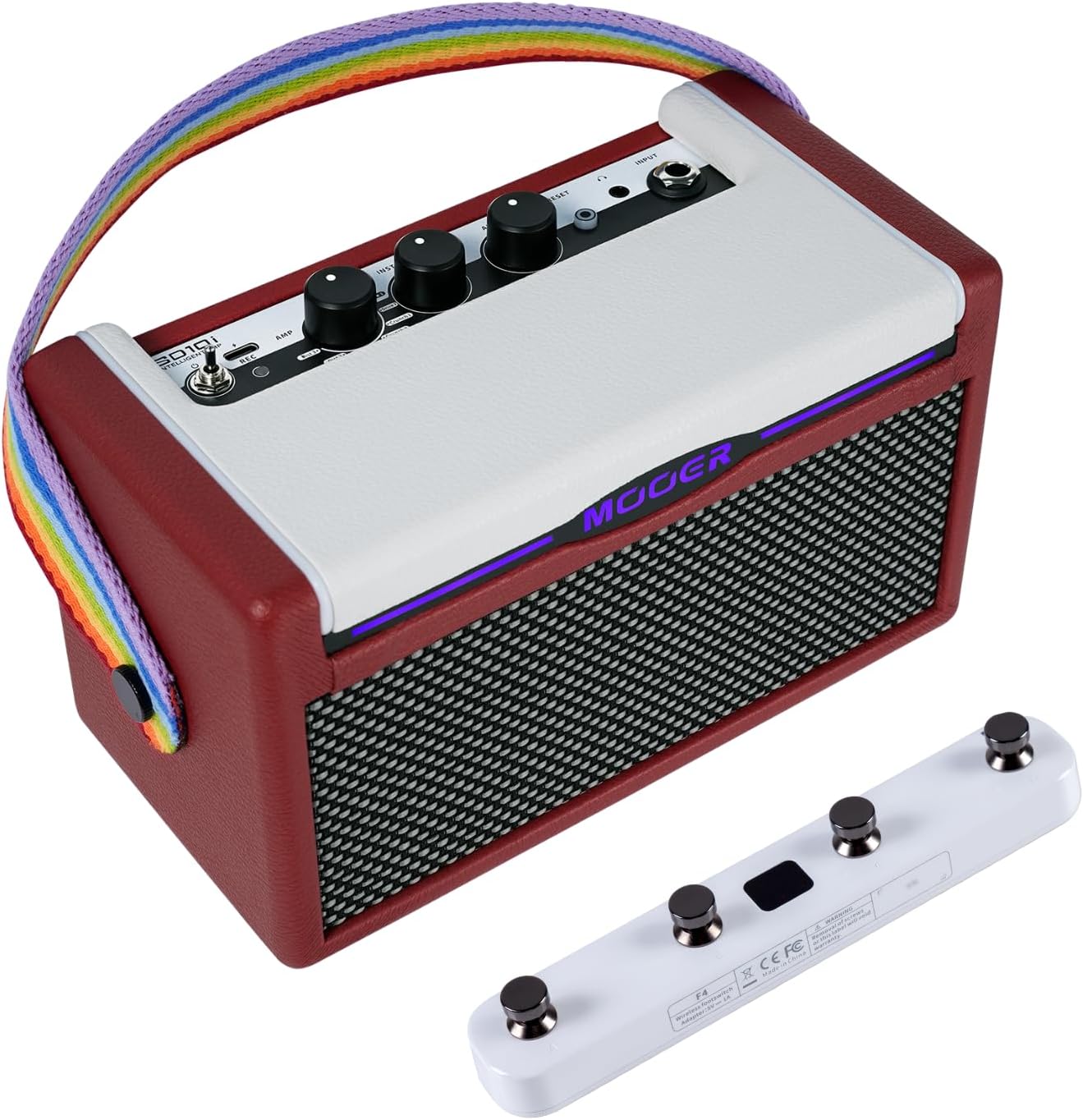 MOOER SD10i 10W Guitar Stereo Mini Combo with Multi Effects, Amplifier Carry Strap, LED Ambient Lights, F4 Wireless Controller